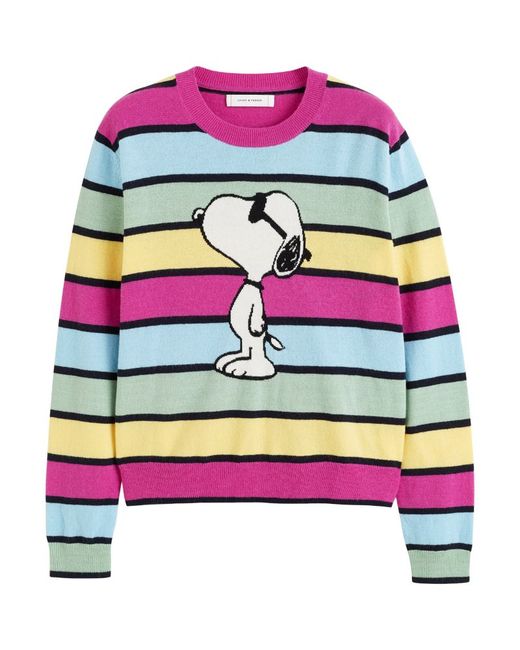 Chinti And Parker Breton Striped Snoopy Sweater