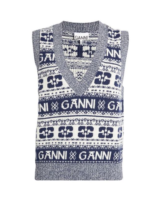 Ganni Wool-Blend Logo Sweater Vest
