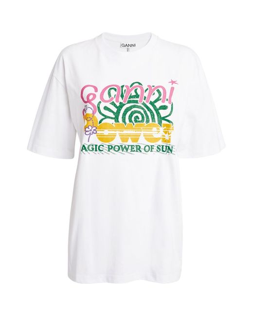 Ganni Cotton Printed T-Shirt