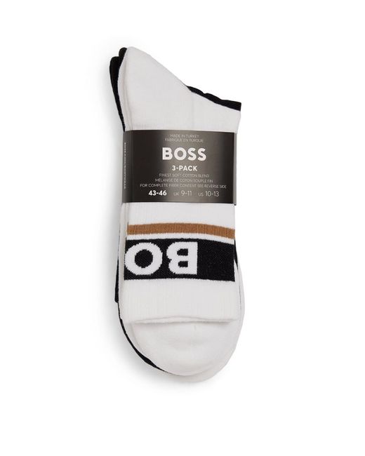 Boss Cotton-Blend Logo Socks Pack of 3