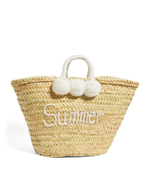 bonita Large Summer Pom-Pom Basket Bag