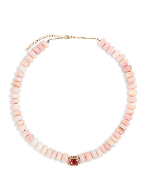 Jacquie Aiche Yellow Pink Tourmaline and Opal Beaded Necklace