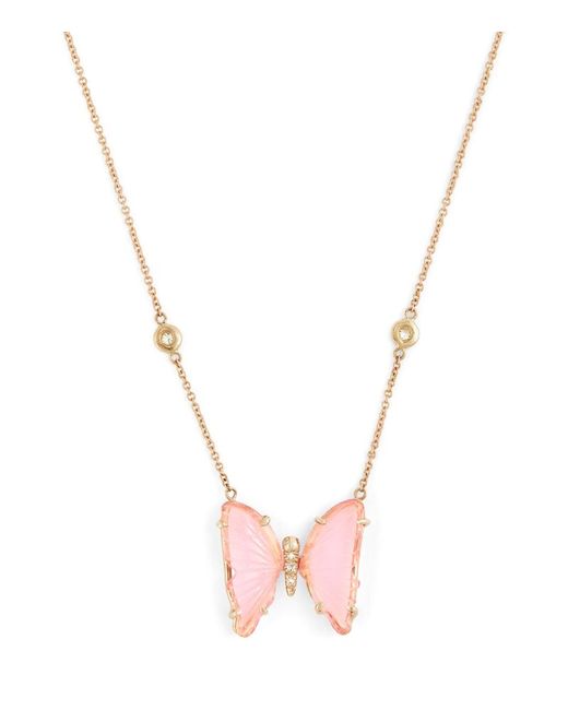 Jacquie Aiche Yello and Pink Tourmaline Butterfly Necklace