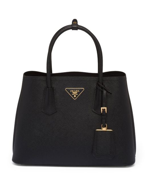 Prada Small Leather Saffiano Double Top-Handle Bag