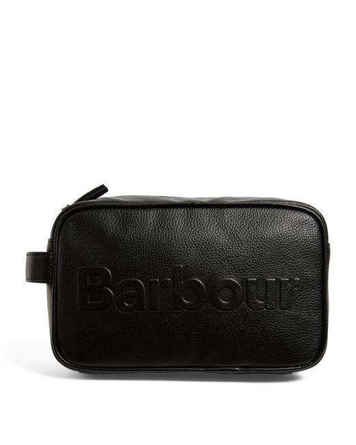 Barbour Leather Debossed Logo Wash Bag