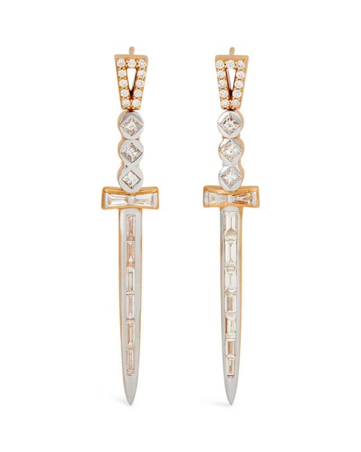 Bee Goddess and Diamond Sword of Light Earrings