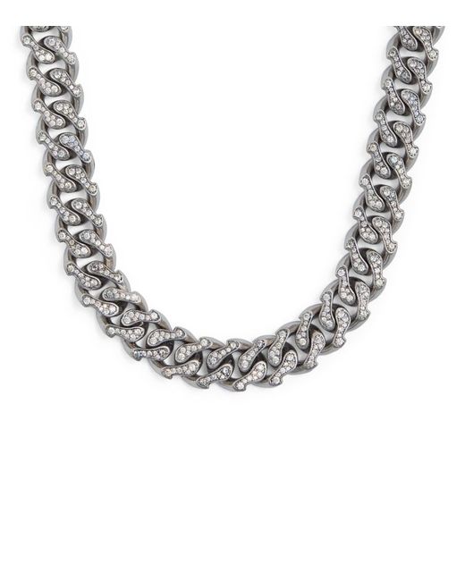 Emanuele Bicocchi Rhodium-Plated Sterling and Cubic Zirconia Chain Necklace