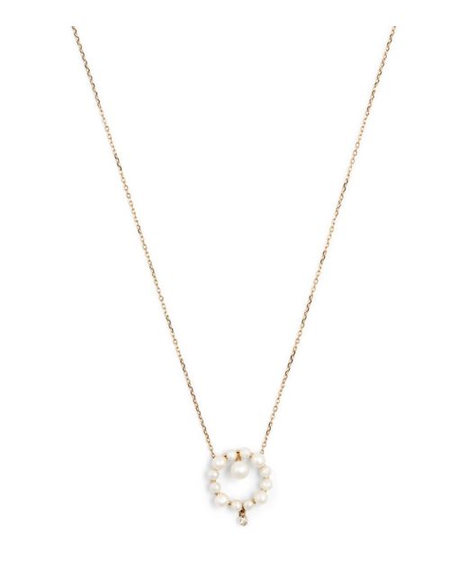 Persée Yellow Diamond and 5-Pearl Chain Necklace