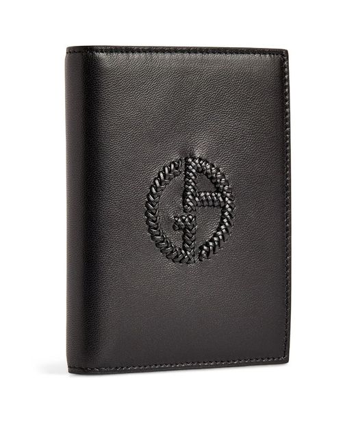 Giorgio Armani Leather Logo Passport Holder