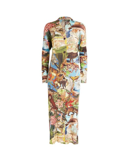 Pleats Please By Issey Miyake Pleated Aurora Jungle Maxi Dress