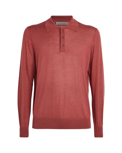 Corneliani Cashmere-Silk Long-Sleeve Polo Shirt