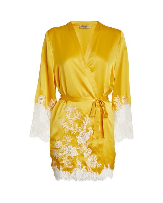 Marjolaine Silk Lace-Trim Robe