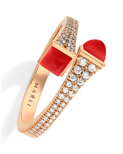 Marli New York Diamond and Red Agate Cleo Ring