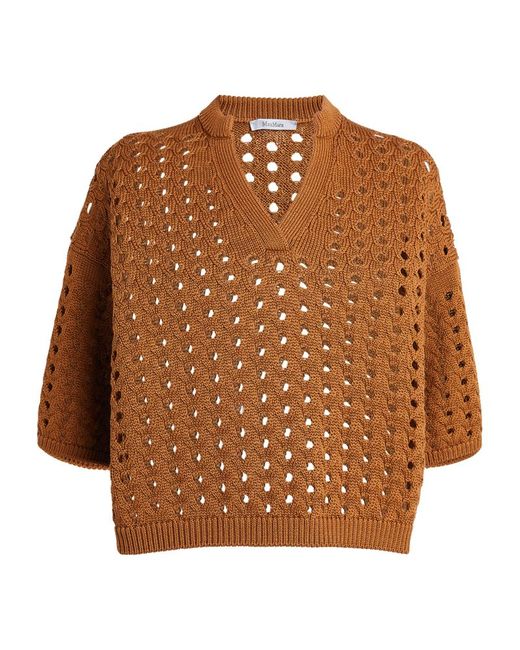 Max Mara Crochet V-Neck Sweater
