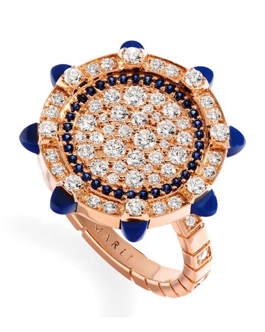 Marli New York Diamond and Lapis Lazuli Tip-Top Statement Ring