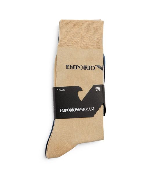 Emporio Armani Cotton-Blend Logo Socks Pack of 3