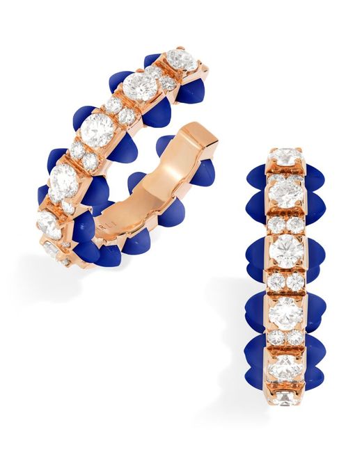Marli New York Diamond and Lapis Lazuli Tip-Top Hoop Earrings