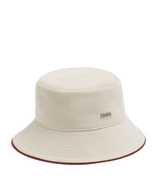 Z Zegna Cotton-Wool Logo Bucket Hat