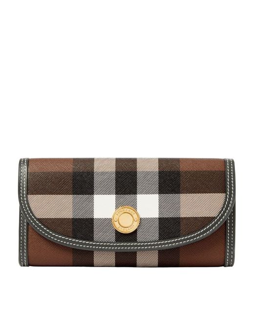 Burberry Leather Check Continental Wallet