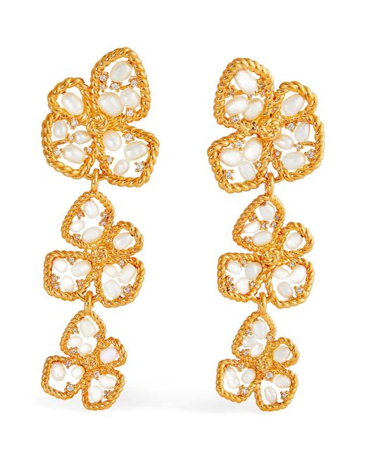 Zimmermann Plated Brass and Pearl Bloom Earrings
