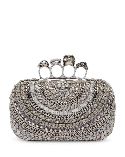 Alexander McQueen Embroidered Four-Ring Clutch Bag