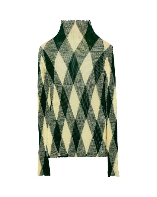 Burberry Cotton-Silk Argyle Check Sweater