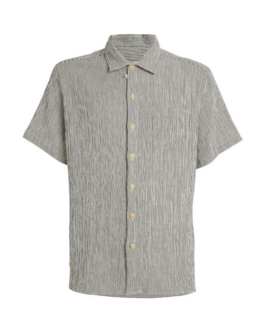 Oliver Spencer Stretch-Cotton Striped Short-Sleeve Shirt