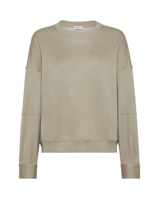 Brunello Cucinelli Cotton-Silk Interlock Sweatshirt