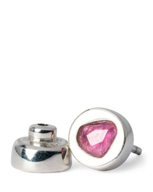 Parts Of Four Polished Sterling And Ruby Single Earring