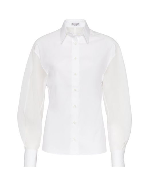 Brunello Cucinelli Sheer-Sleeved Shirt