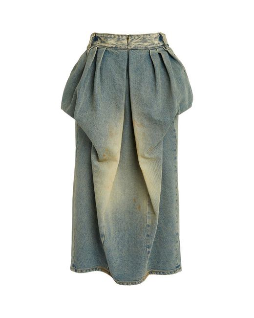 Mm6 Maison Margiela Denim Pleated Midi Skirt
