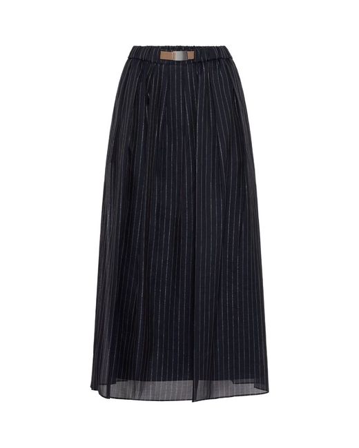 Brunello Cucinelli Cotton-Blend Striped Midi Skirt