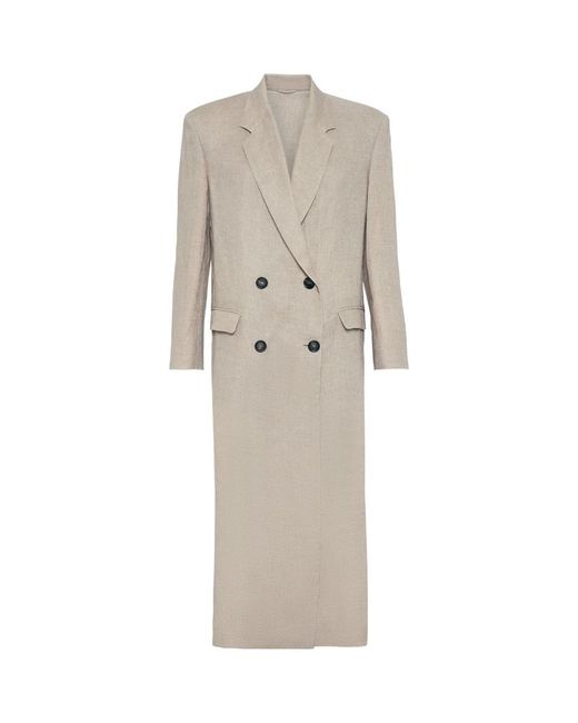 Brunello Cucinelli Linen Double-Breasted Trench Coat