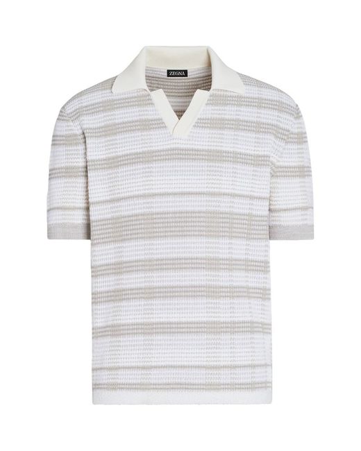 Z Zegna Knitted Striped Polo Shirt