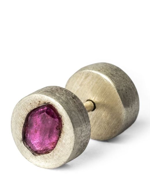 Parts Of Four Sterling Silver And Ruby Single Earring
