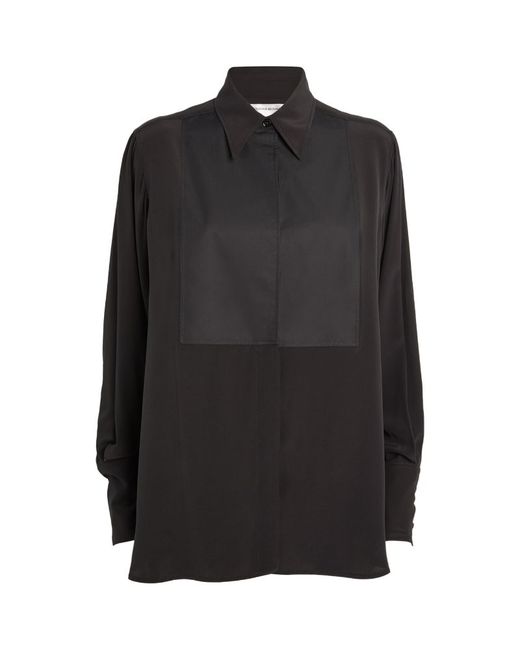 Victoria Beckham Silk Contrast-Bib Tuxedo Shirt