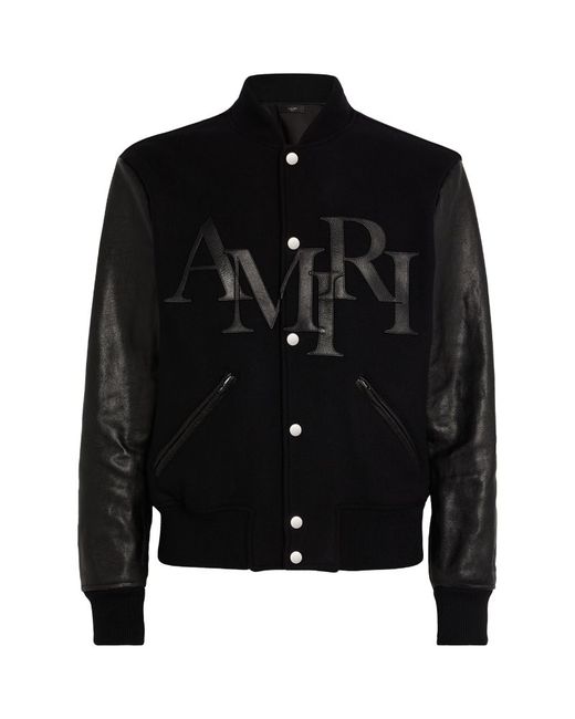 Amiri Wool-Leather Logo Varsity Jacket