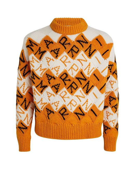 Marni Wool Intarsia-Knit Crew-Neck Sweater