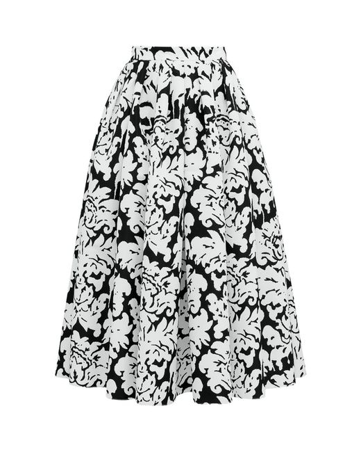 Alexander McQueen Brocade Print Pleated Midi Skirt