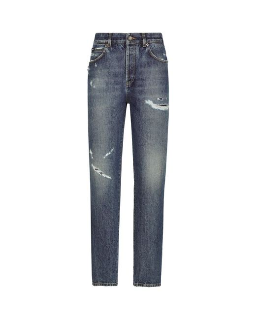 Dolce & Gabbana Ripped Straight-Leg Jeans
