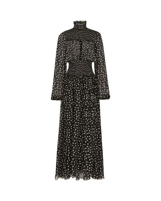 Dolce & Gabbana Silk Polka Dot Maxi Dress