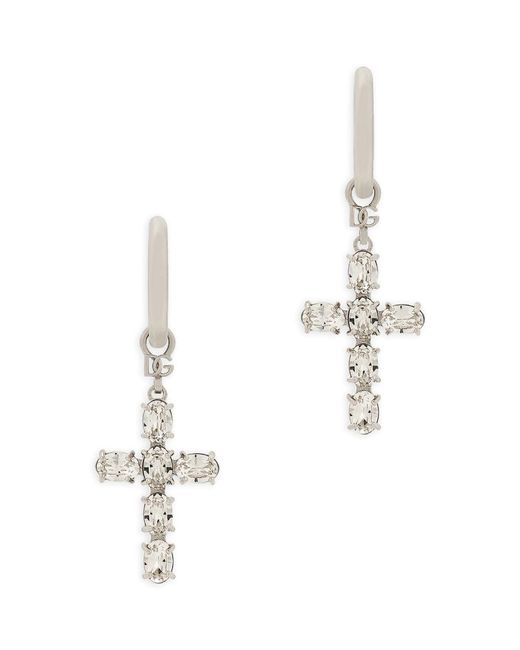 Dolce & Gabbana Crystal Cross Drop Earrings