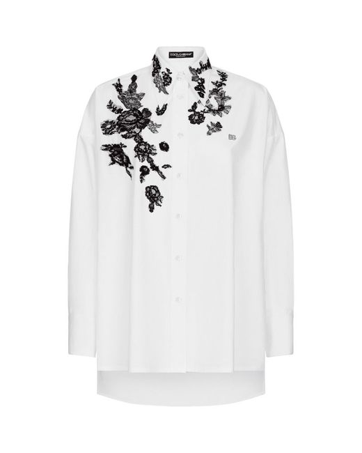 Dolce & Gabbana Cotton-Blend Floral Lace-Embellished Shirt