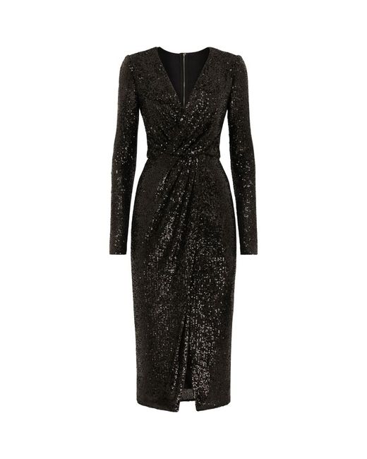 Dolce & Gabbana Sequin-Embellished V-Neck Midi Dress