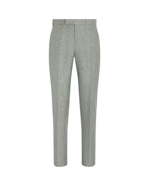 Z Zegna Wool-Silk Check Slim Trousers