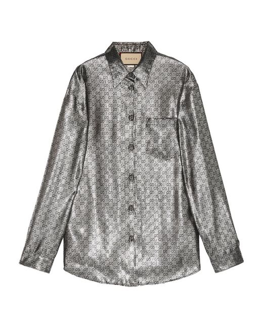 Gucci Metallic Silk Gg Shirt