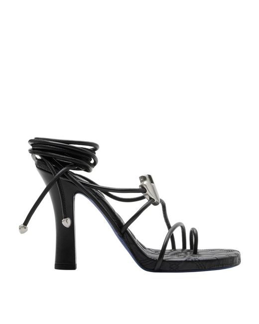 Burberry Leather Ivy Shield Heeled Sandals 105