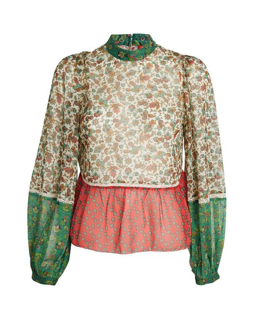 Max & Co . Floral Print High-Neck Blouse