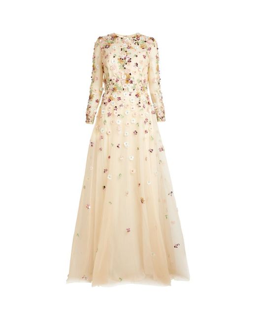 Elie Saab Embroidered Floral Tulle Gown