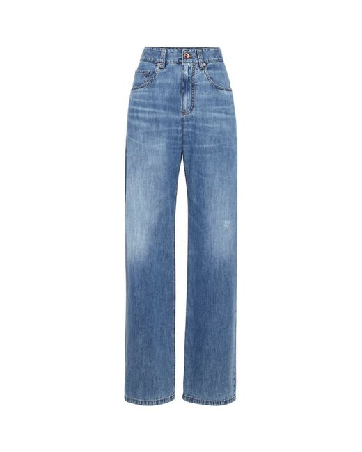 Brunello Cucinelli High-Rise Wide-Leg Jeans